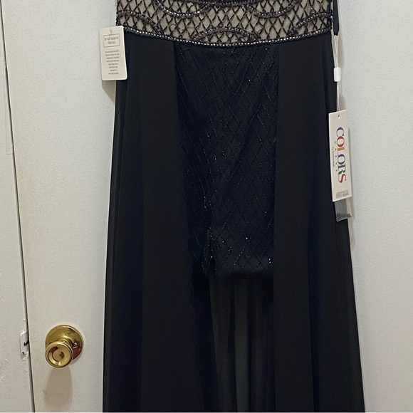 NWT Colors Dress, Beaded Black And Nude Romper Dress Size 10 (2036) - Picture 5 of 13